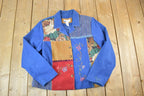 Vintage 1990s Koret City Blues Patchwork Button Up Sweater Jacket