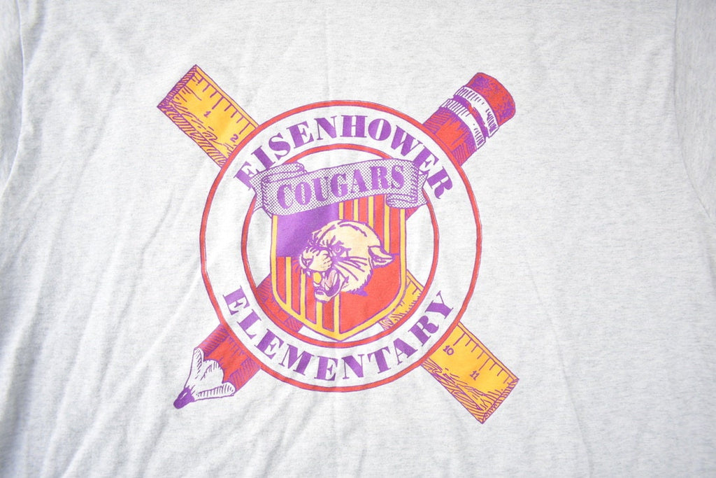 Vintage 1990s Eisenhower Cougars Elementary Souvenir Shirt Made In USA Size XXL