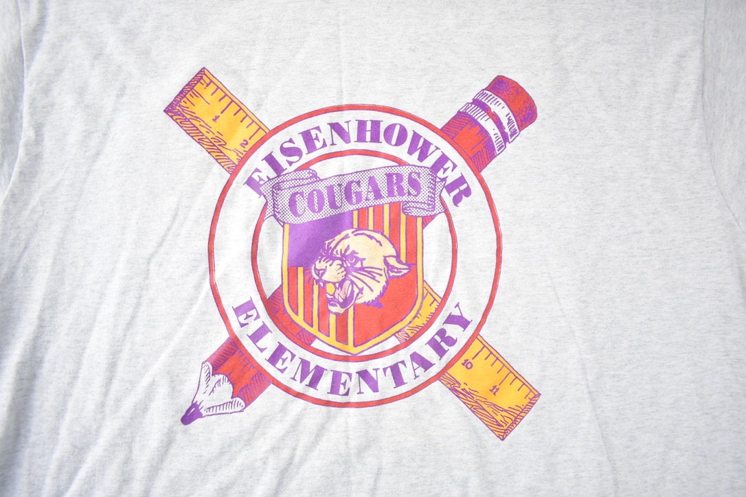 Vintage 1990s Eisenhower Cougars Elementary Souvenir Shirt Made In USA Size XXL