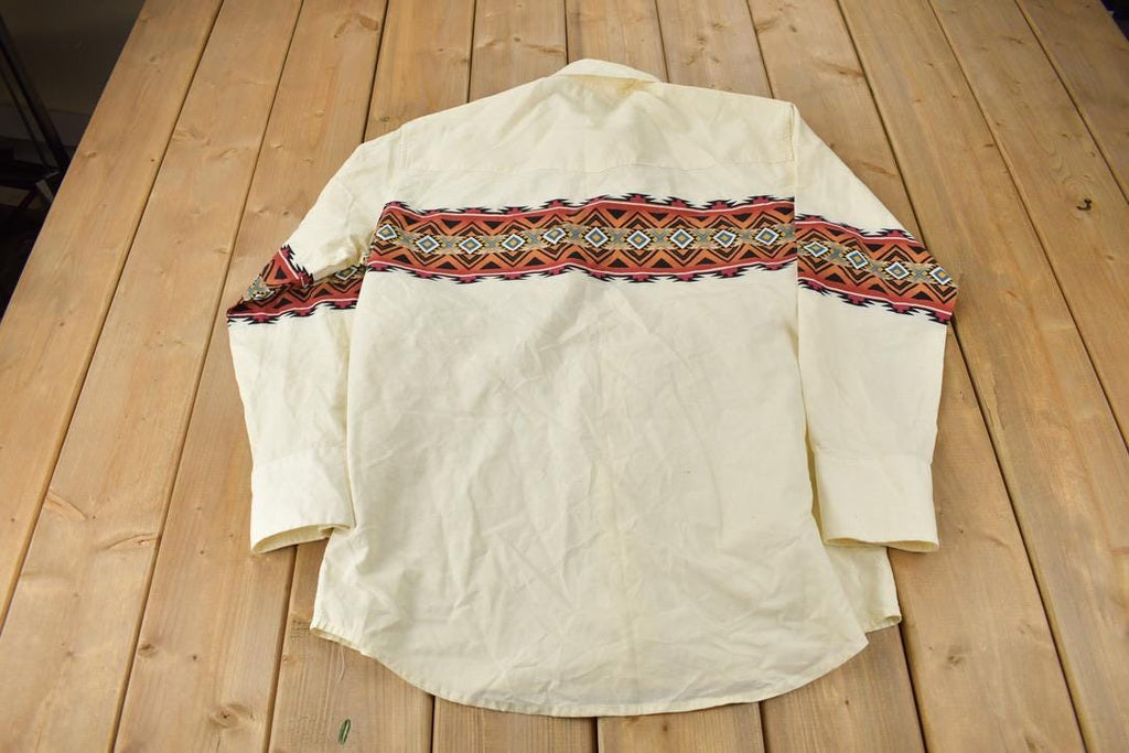 Vintage 1990s Wrangler Western Shirts Aztec Pattern South Western Style Button Up Rodeo Shirt