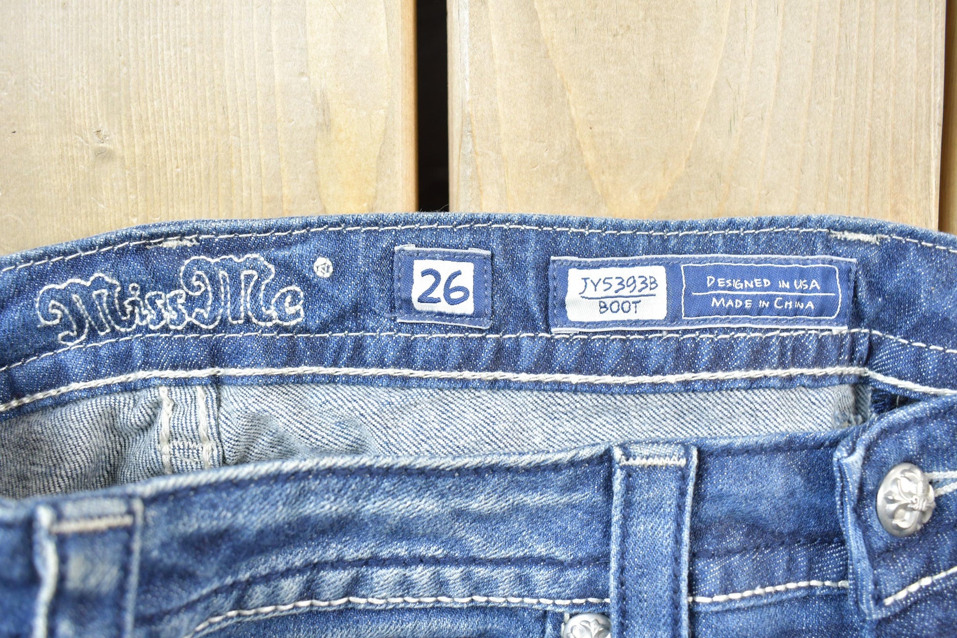 Vintage Y2K Miss Me Bedazzled Low Rise Jeans Size 26x33