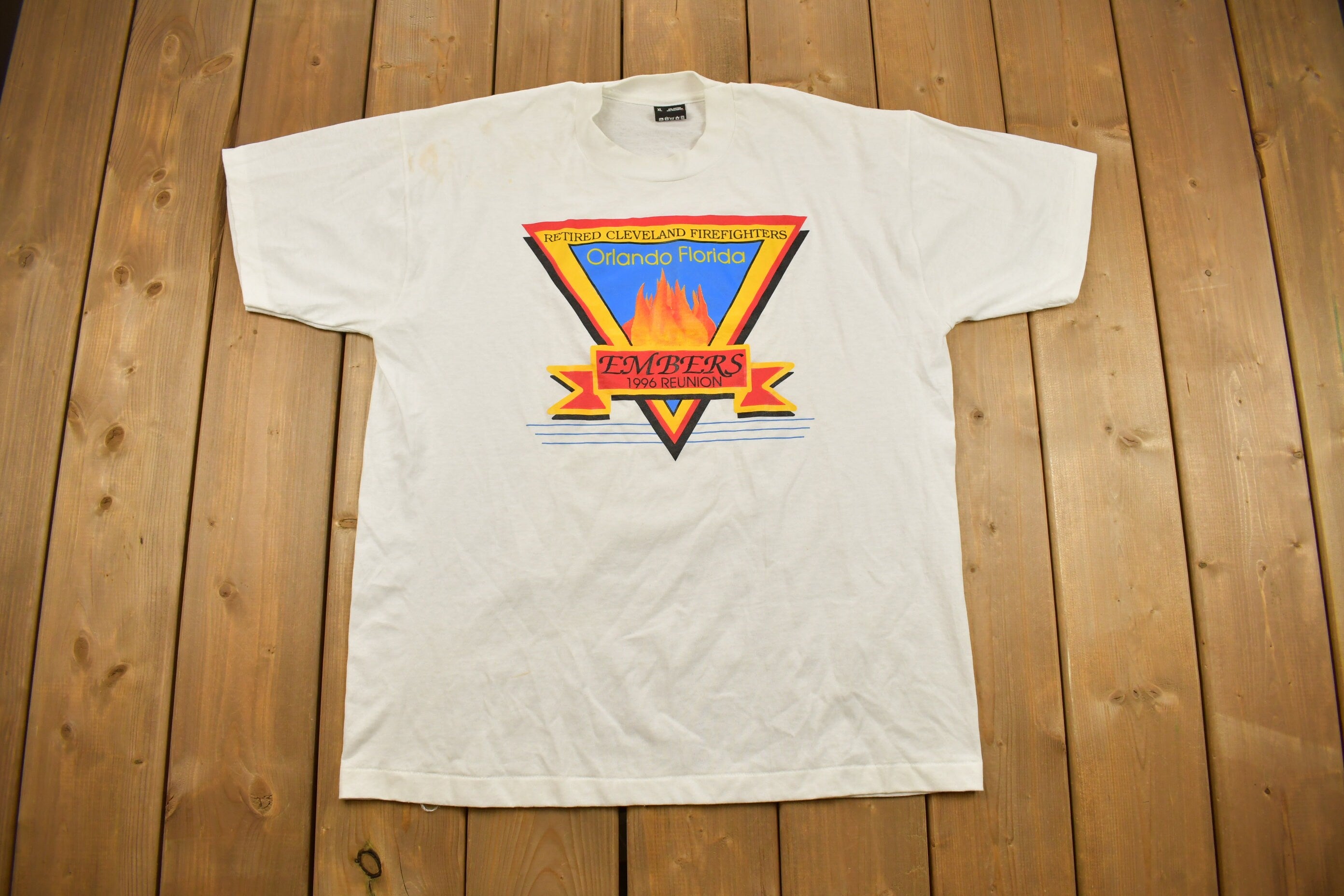 Vintage 1996 Cleveland Firefighters Reunion Graphic T-Shirt