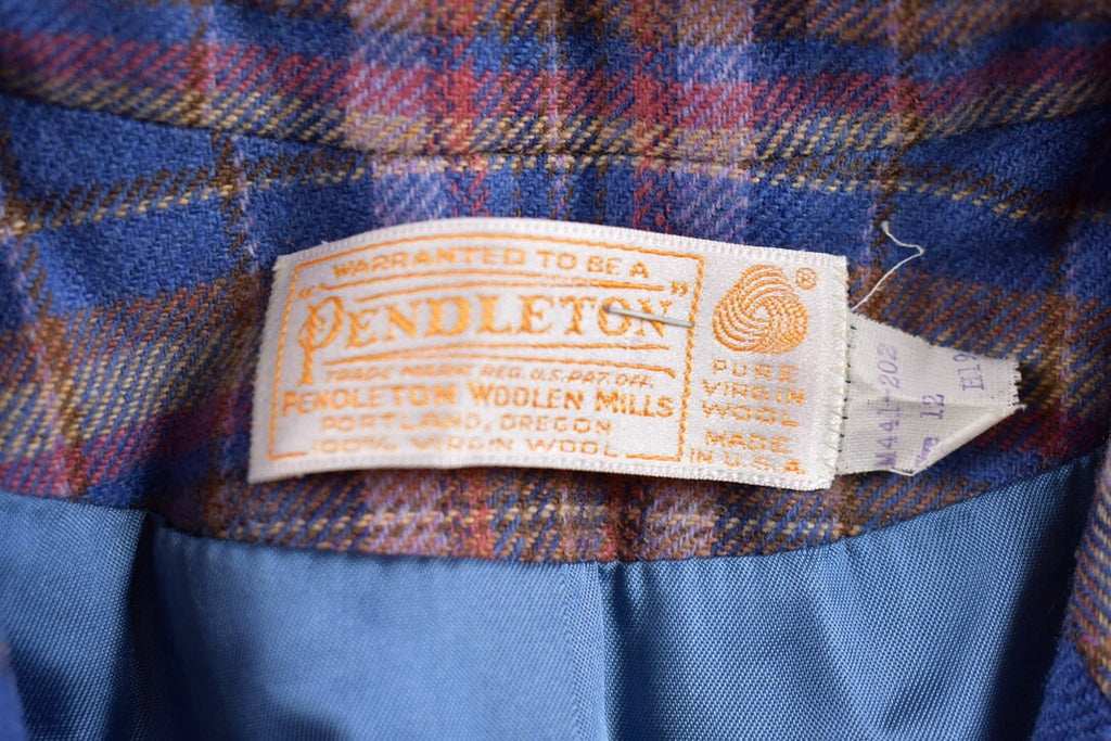Vintage 1970s Pendleton Plaid Button Up Blazer Jacket Size 12