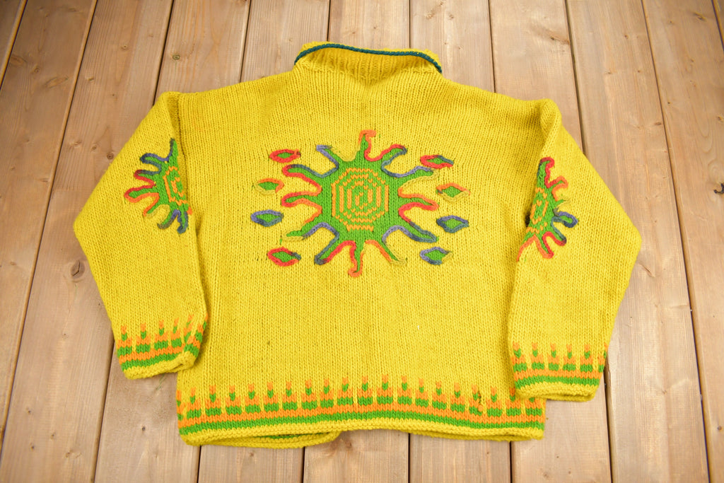 Vintage 1960s Psychedelic Style Wool Knit Sweater