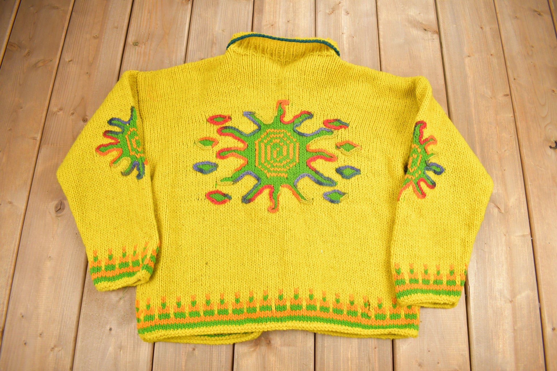 Vintage 1960s Psychedelic Style Wool Knit Sweater