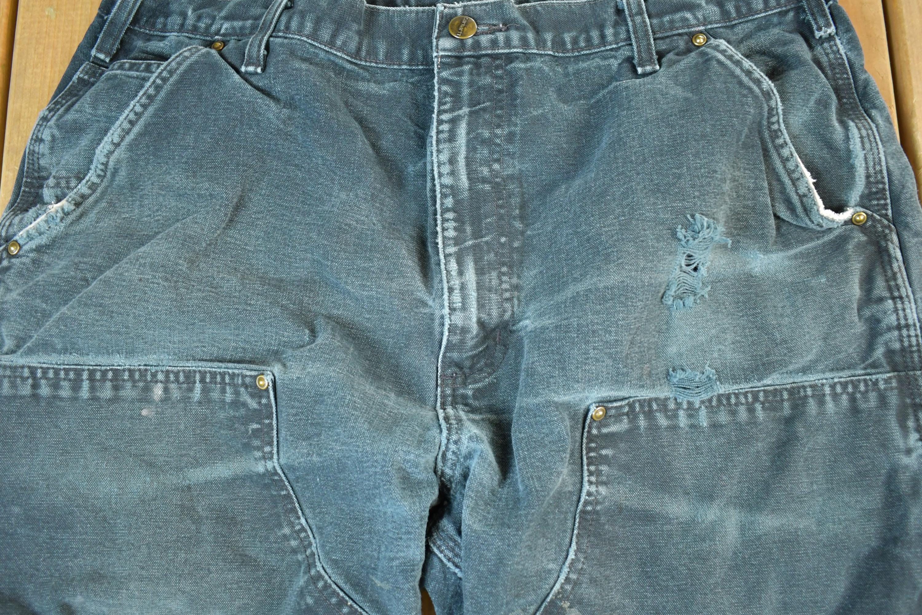 Vintage 1990s Carhartt Double Knee Denim Work Pants Size 38 x 32