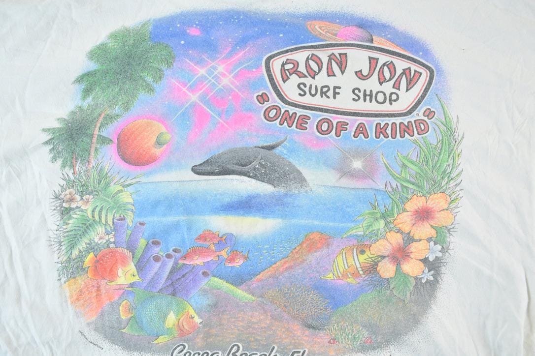 Vintage 1994 Ron Jon Surf Shop Neon Ocean Single Stitch T-Shirt