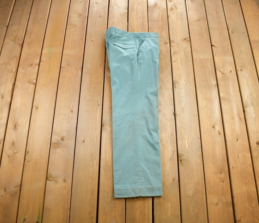 Vintage 1980s Wool Green Trousers Size 34x29/ 1980s Wool Pants / Streetwear / True Vintage / Vintage Workwear / Wool Pants
