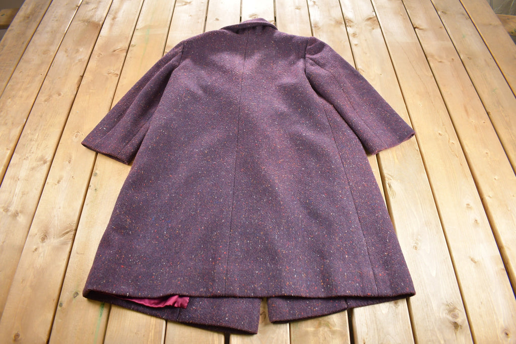 Vintage 1980s Purple Wool Full Length Over Coat