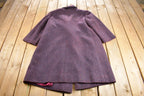 Vintage 1980s Purple Wool Full Length Over Coat
