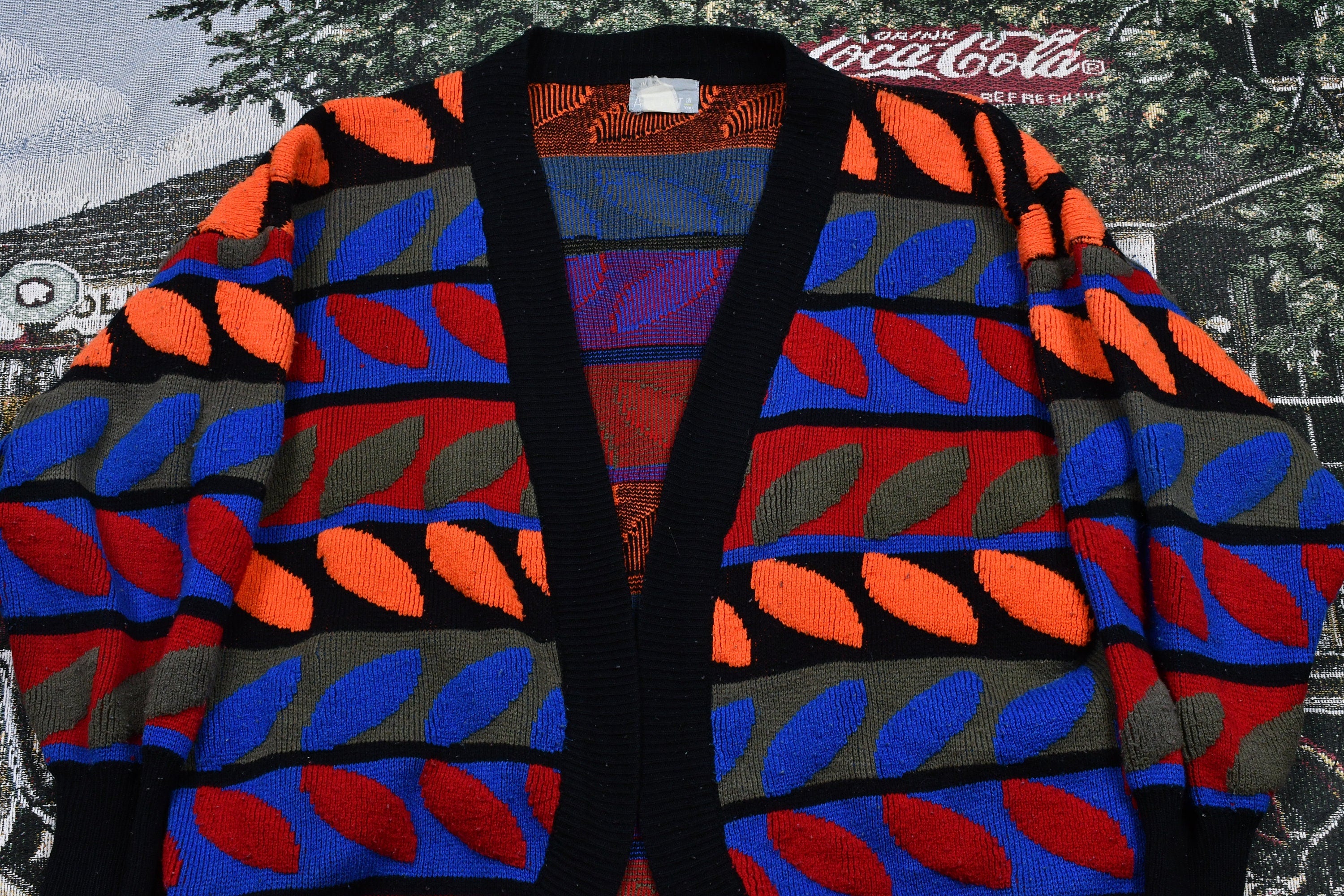Vintage 1990s Knitted Open Style Cardigan Sweater