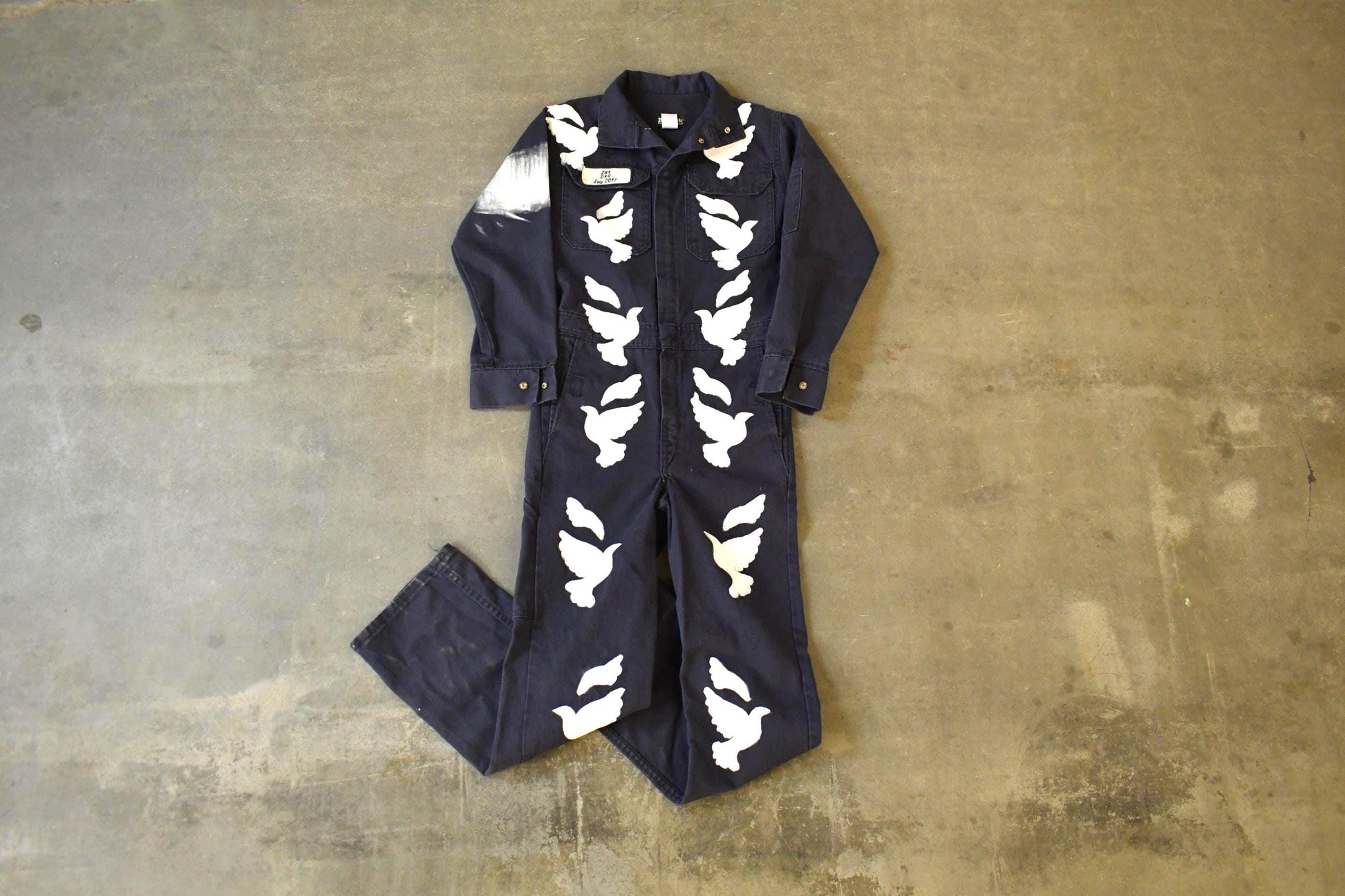 Vintage Custom Handmade Dove Peace Coveralls Jumpsuit Size 28R