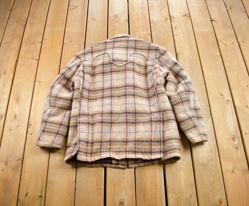 Vintage 1970s Diamond Sk Brand Wool Plaid Jacket