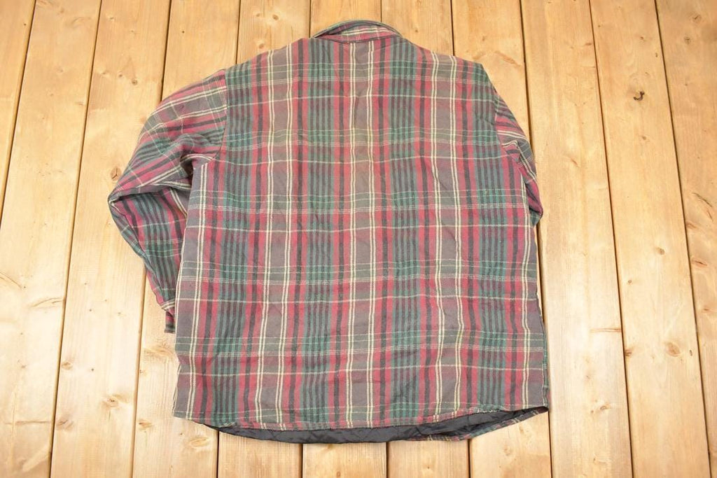 Vintage 1990s Five Brother Plaid Lined Button Up Shirt Men's L /