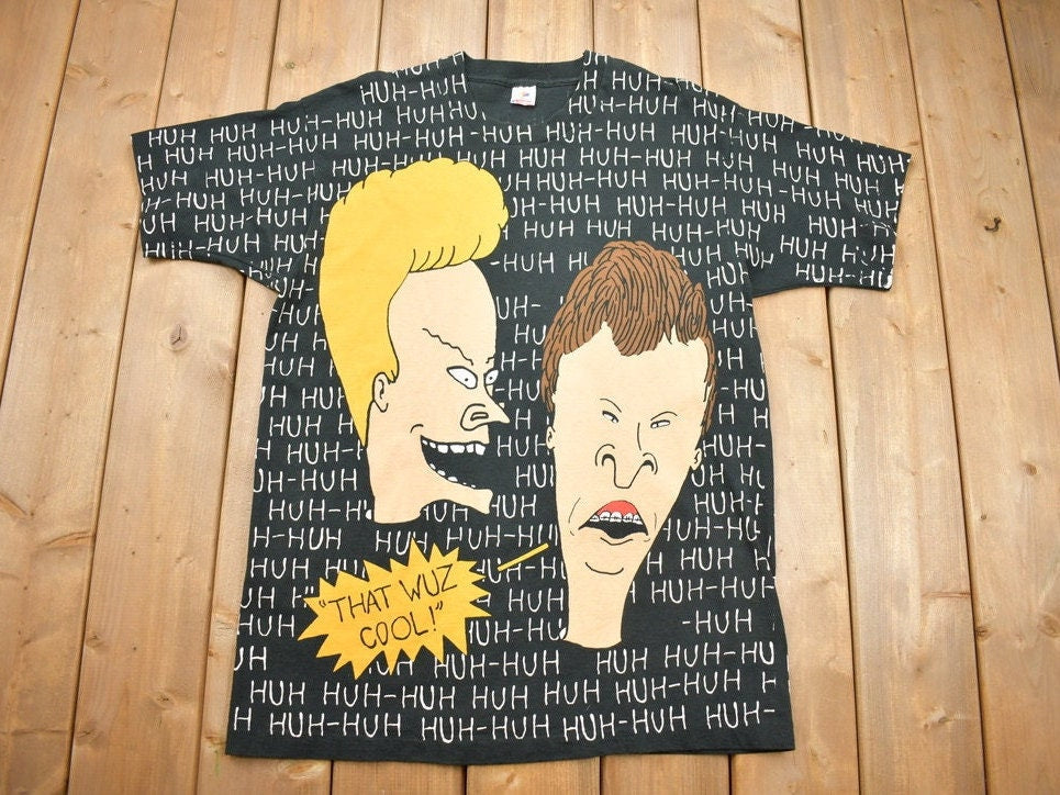 Vintage 1993 Beavis And Butthead MTV All Over Print T-Shirt