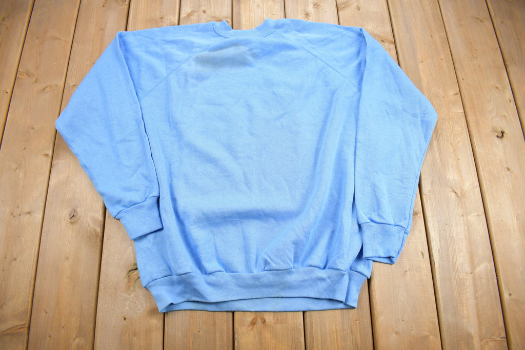 Vintage 1980s Light Blue Blank Raglan Crewneck Sweatshirt