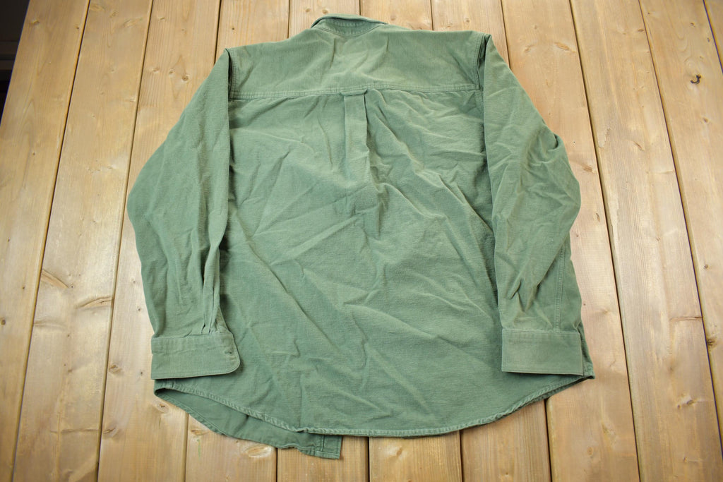 Vintage 1990s Blank Green Heavy Button Up Shirt