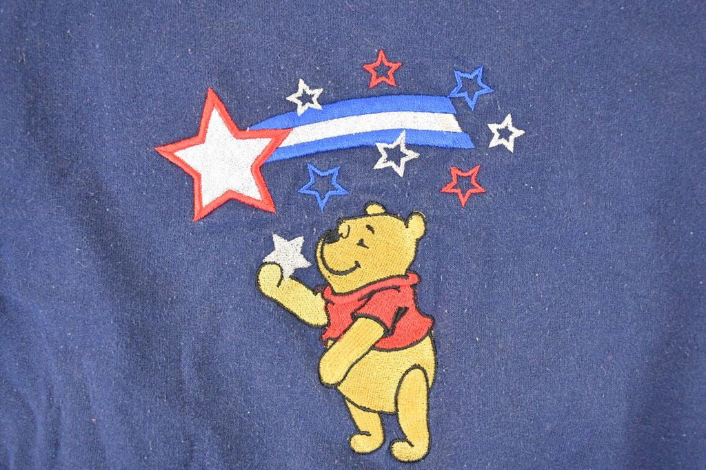Vintage 1990s Winnie The Pooh Embroidered Double Collar Disney Crew Neck Sweater Men's L
