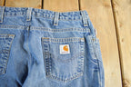Vintage 2000s Carhartt Distressed Flannel Lined Denim Work Jeans Women's 29 x 32
