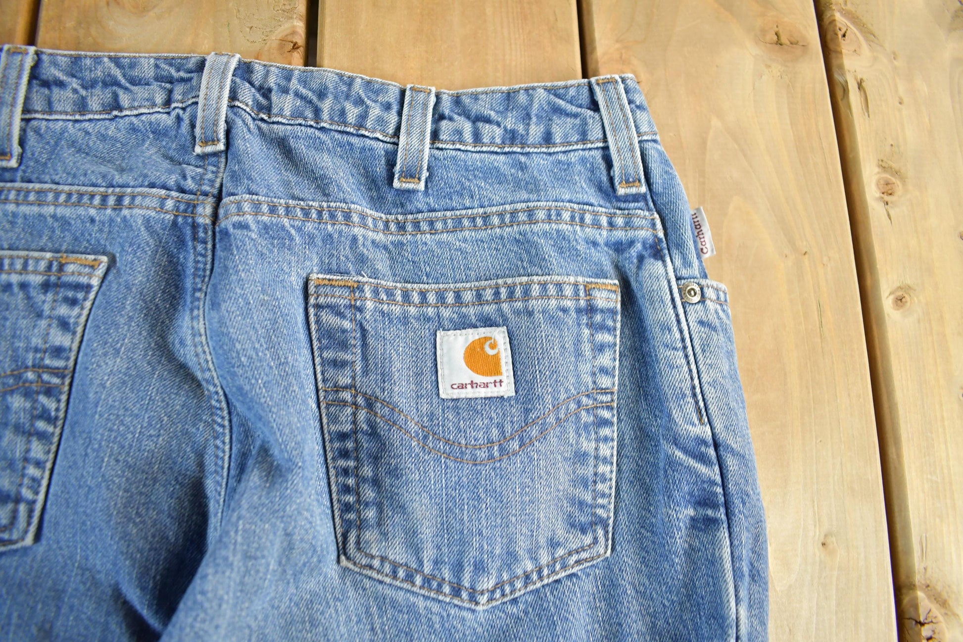 Vintage 2000s Carhartt Distressed Flannel Lined Denim Work Jeans Women's 29 x 32