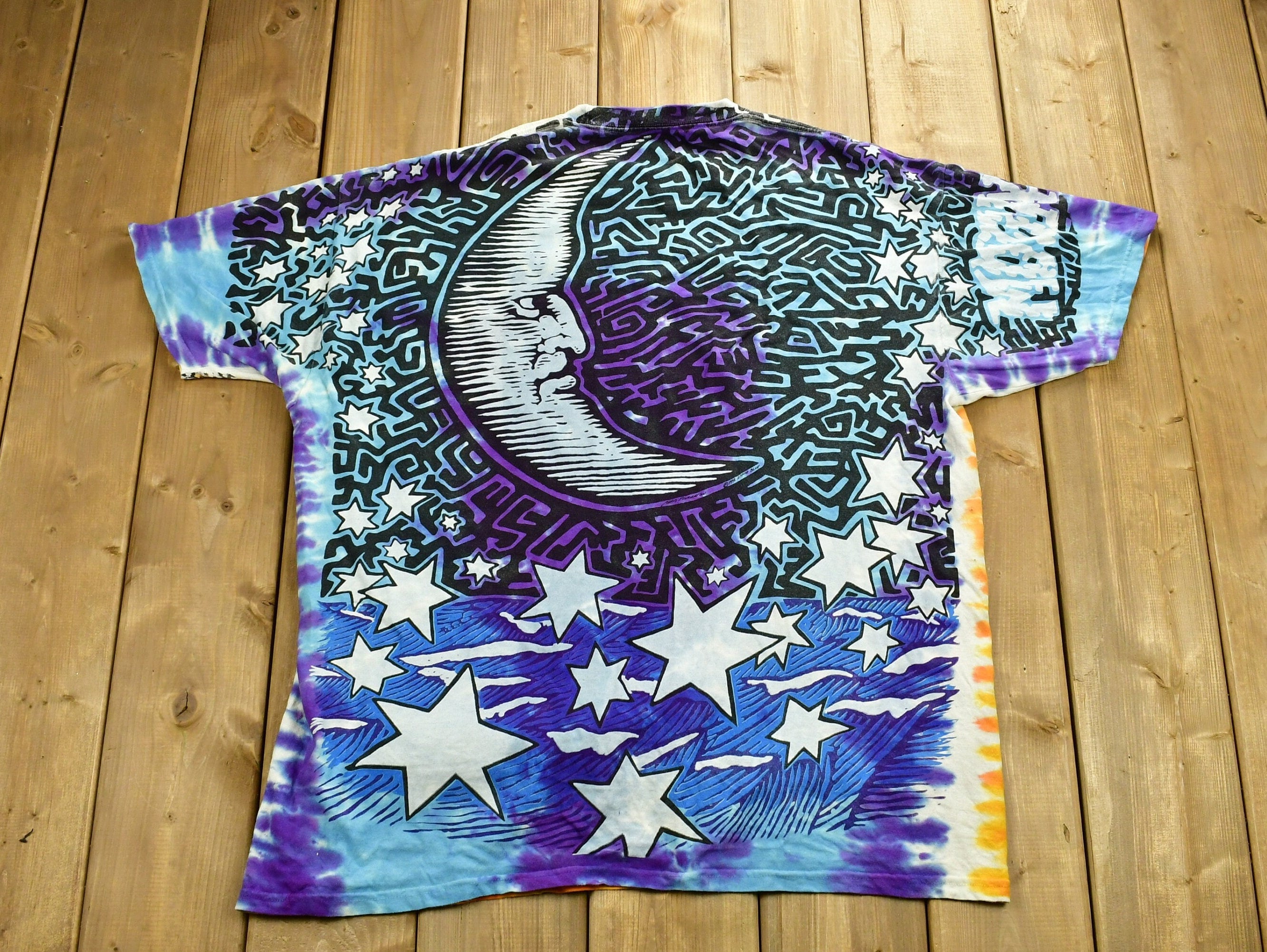 Vintage 1992 Liquid Blue Sun & Moon T Shirt