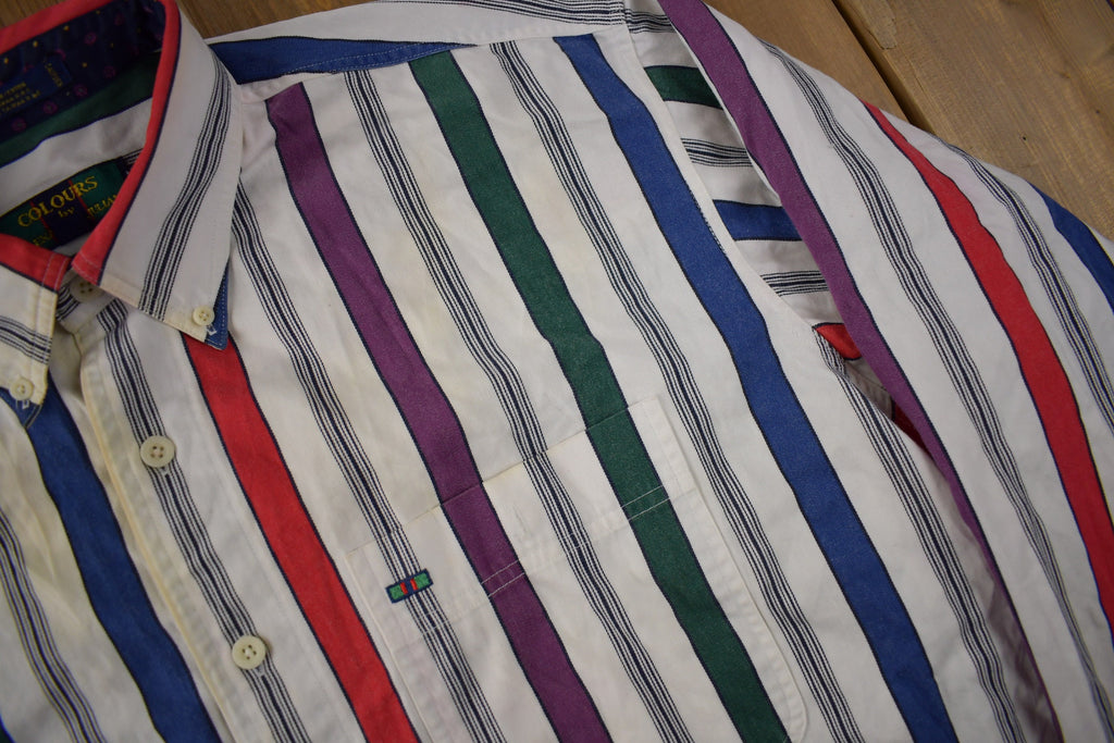 Vintage 1990s Alexander Julian Colours Button Up Striped Shirt