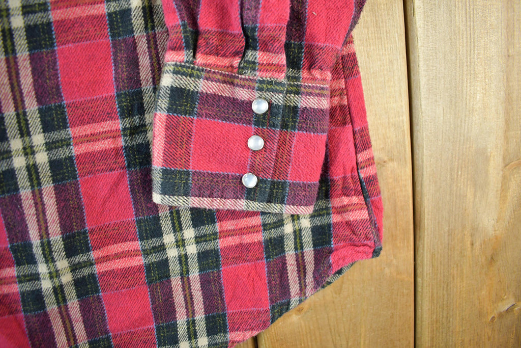 Vintage 1990s Ely Cattleman Western Flannel Pearl Snap Button Up Shirt Men's XL