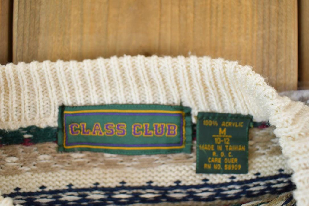 Vintage 1990s Youth Class Club Knit Crewneck Sweater