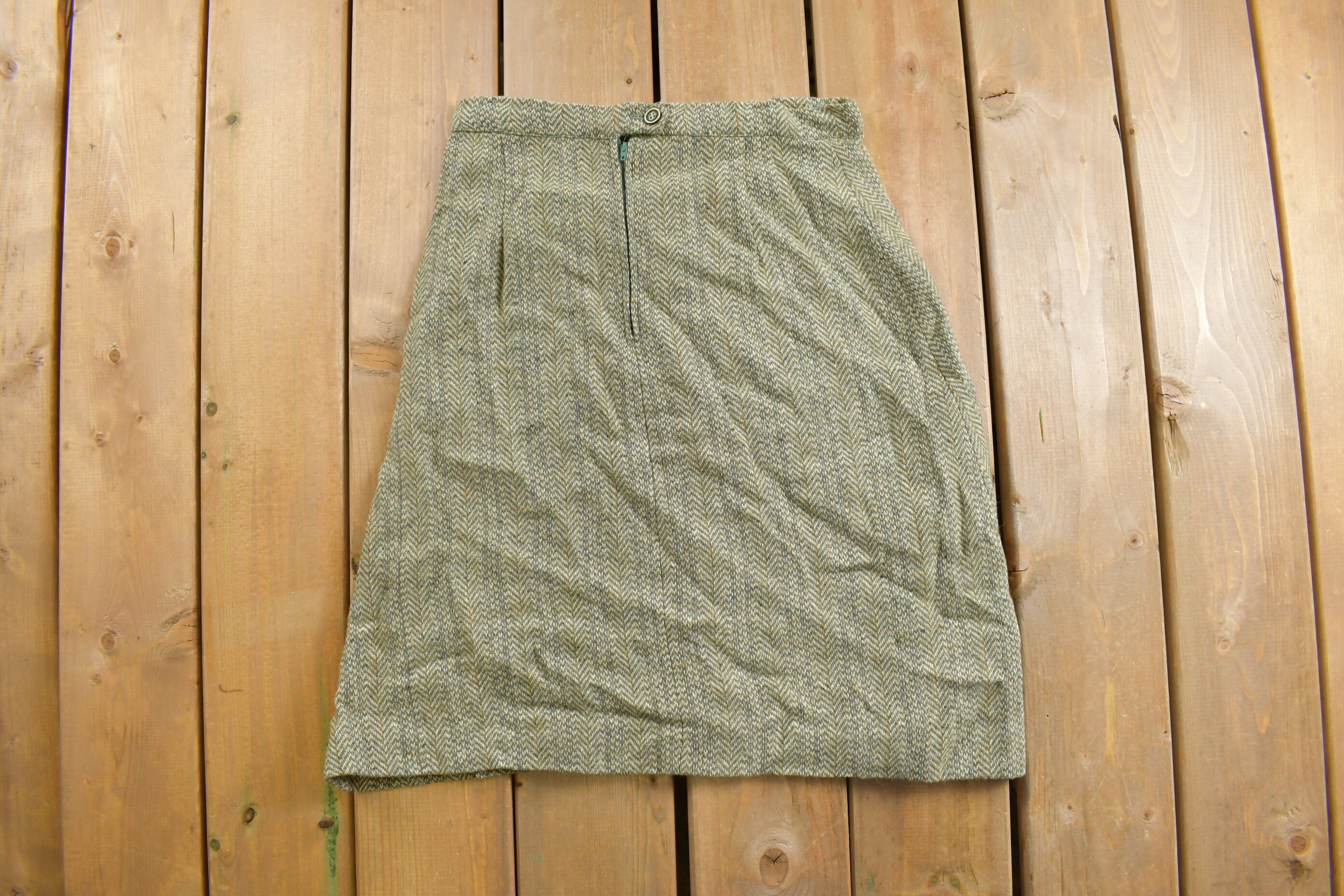 Vintage 1970s Herringbone Skirt Size 29