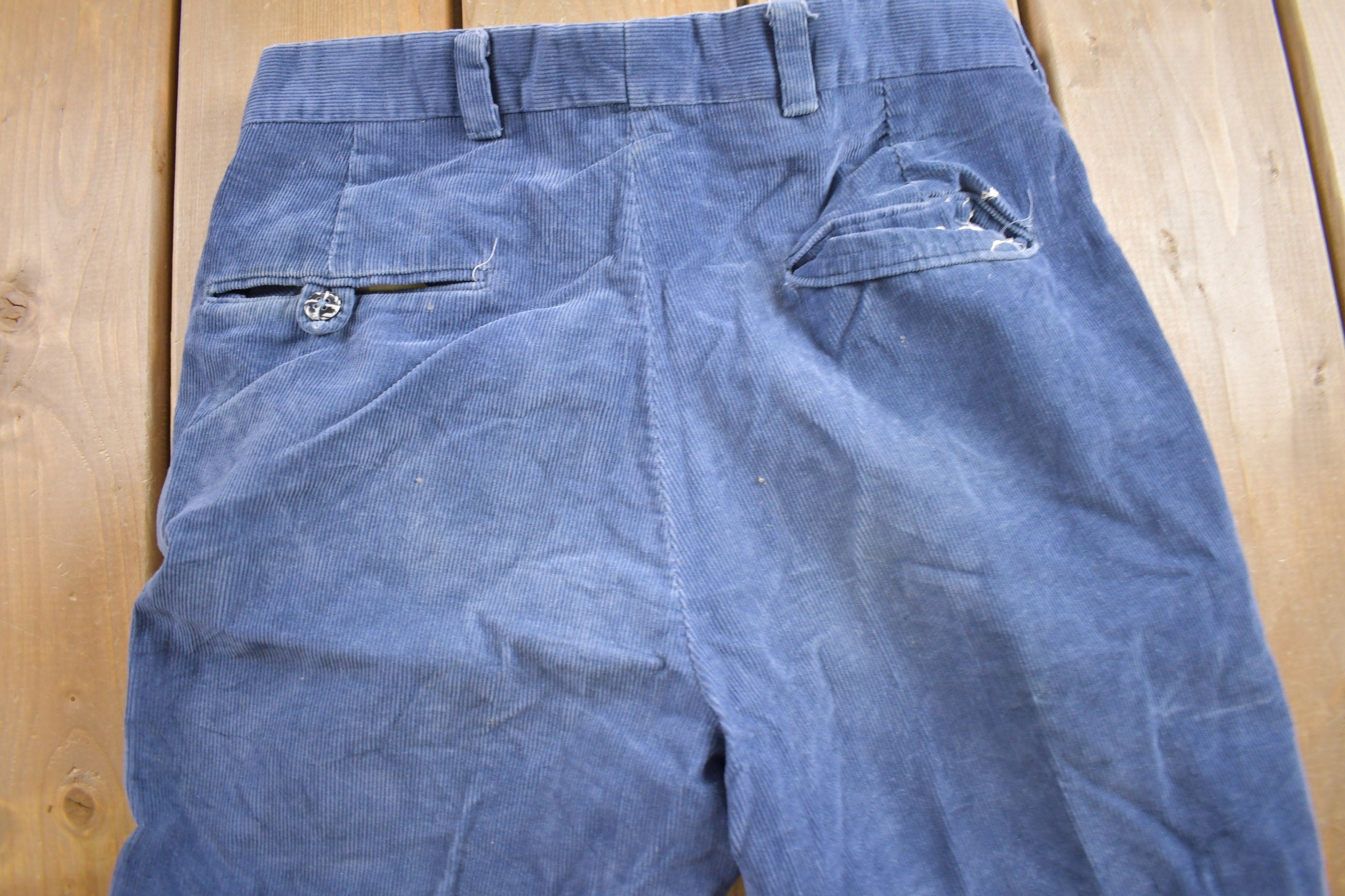 Vintage 1970s Levis Panatela Blue Corduroy Trousers Size 30 x 33