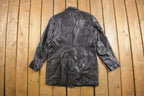 Vintage 1990s Alfani Full Length Black Leather Trench Coat