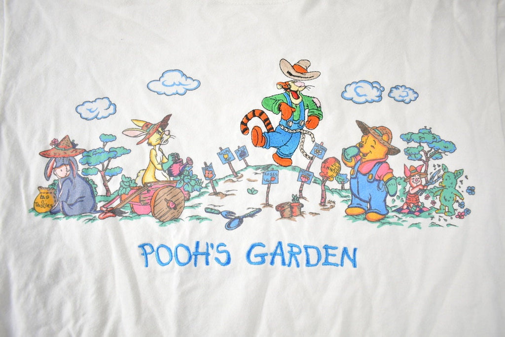 Vintage 1990s Disney Winnie The Pooh Pooh's Garden Embroidered Graphic T-Shirt