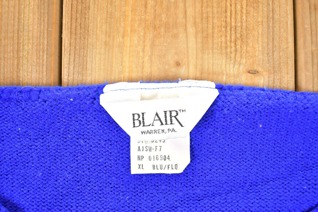 Vintage 1980s Blair Floral Knit Crewneck Sweater Women's XL