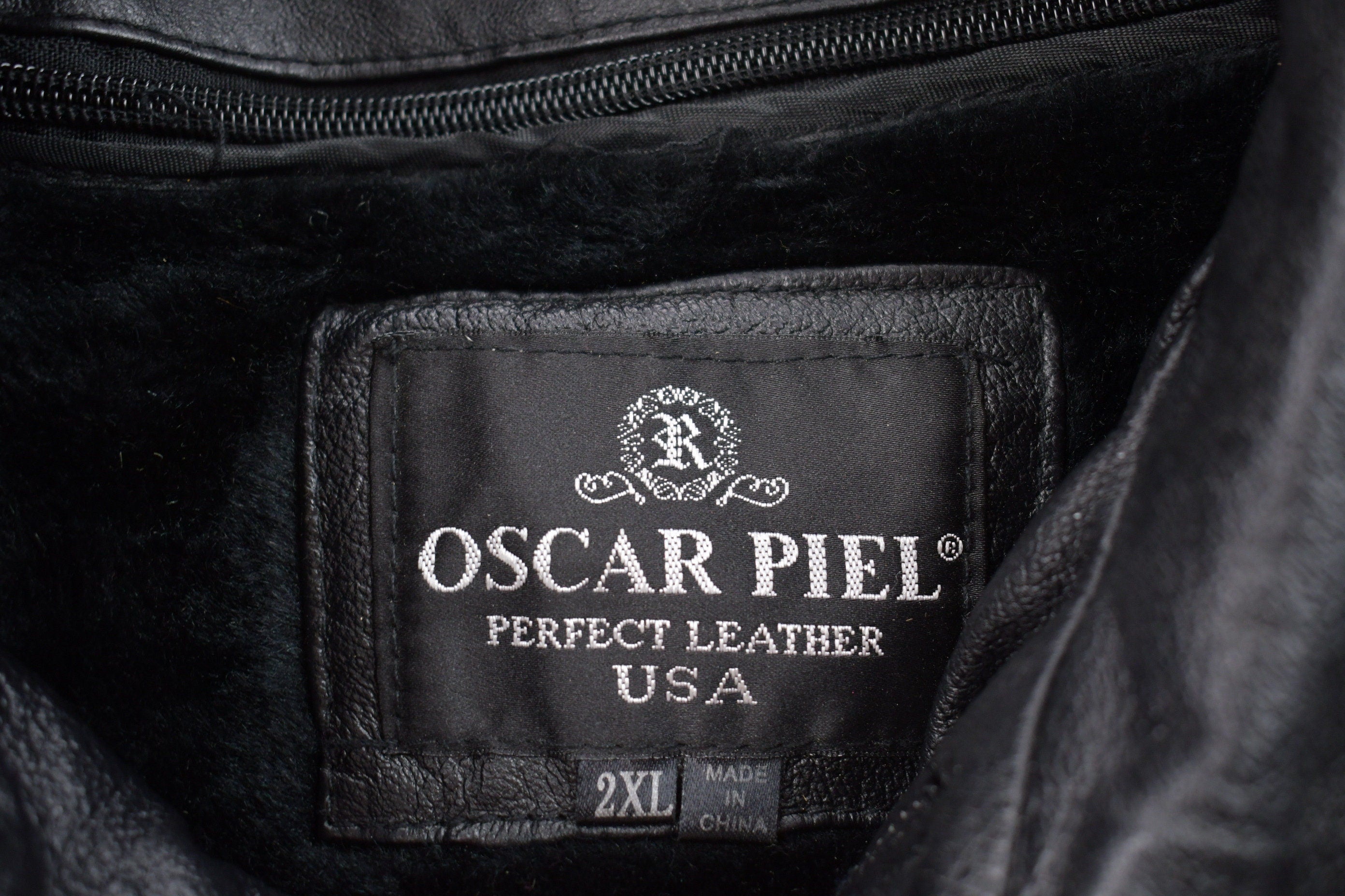 Vintage 1990s Oscar Piel USA Leather Varsity Jacket