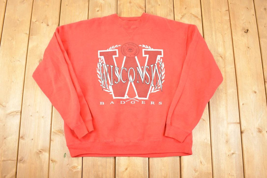 Vintage 1990s Wisconsin Badgers All Seeing Eye University Crewneck Sweater Men's L