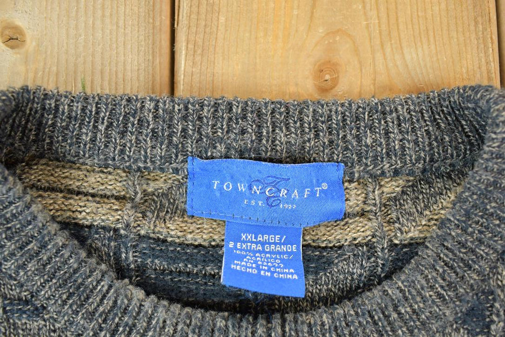 Vintage 1990s Towncraft Knit Abstract Pattern Crewneck Sweater Made In Canada  90s Crewneck  Preppy Knits