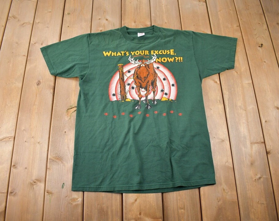 Vintage 1990s Moose Shooting Range Funny Graphic T-Shirt Made In USA Size L