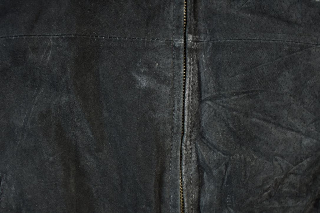 Vintage 1990s Wolf Themed Embroidered Suede Varsity Jacket