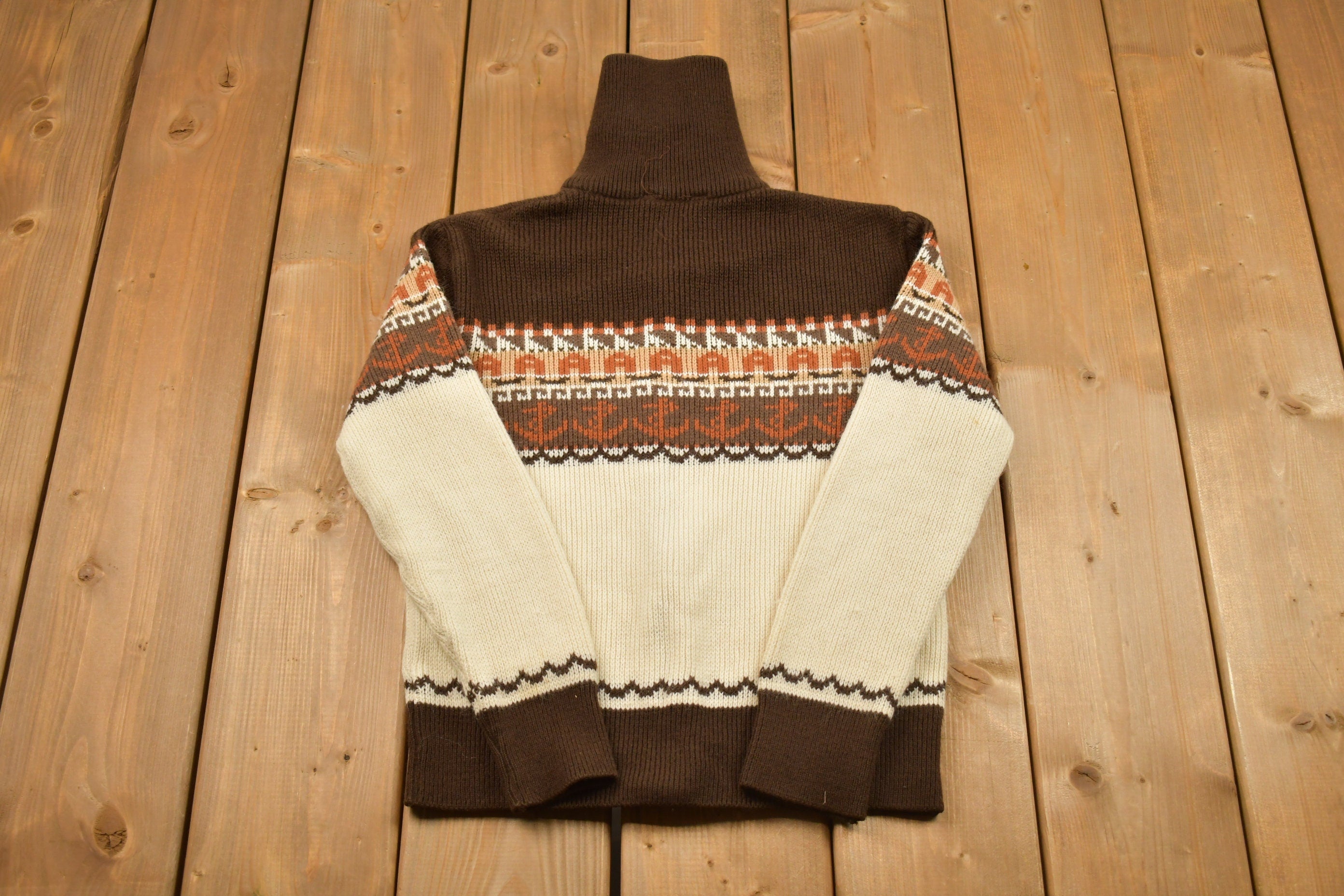 Vintage 1970s Knitted Zip Up Sweater