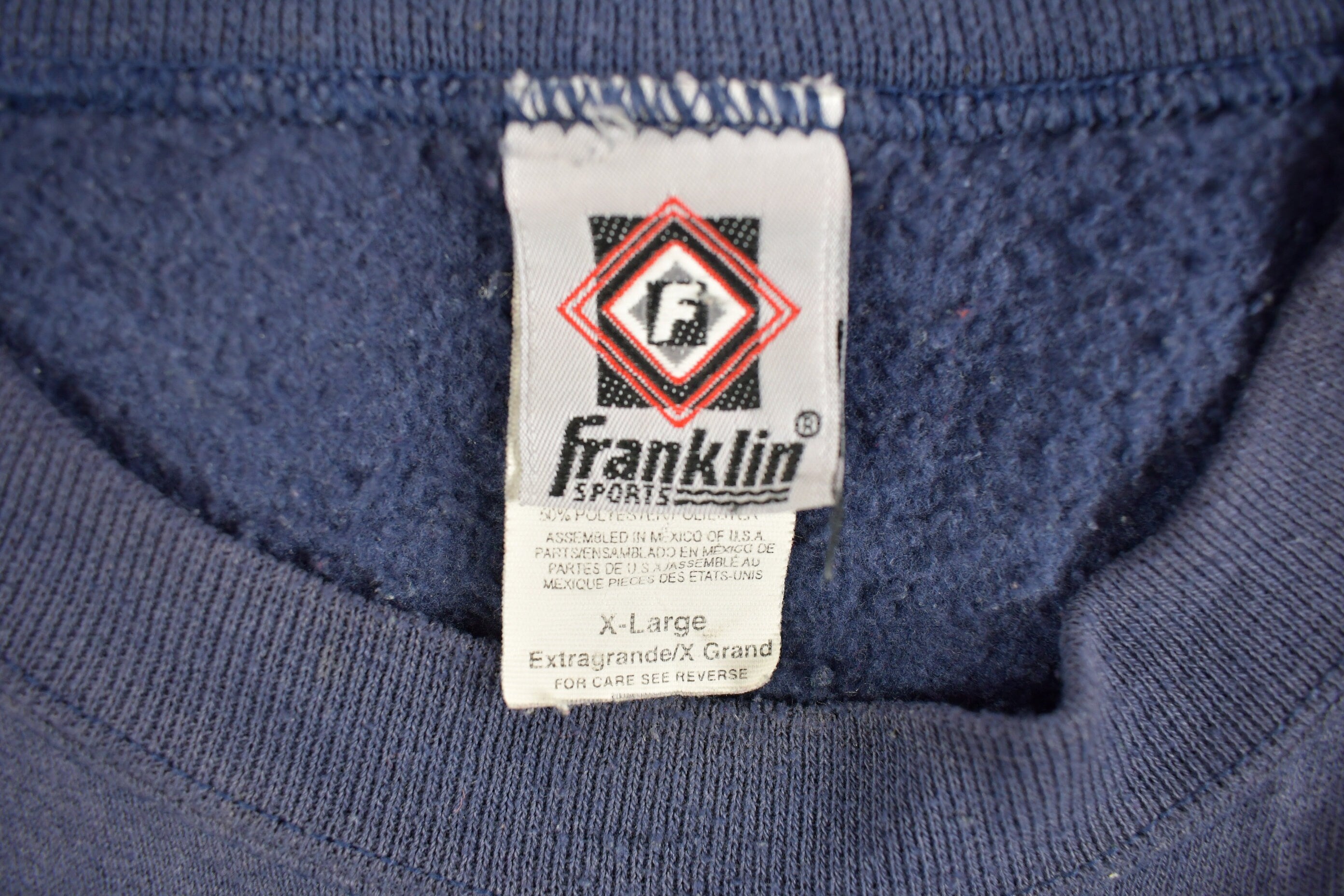 Vintage 1990s Navy Franklin Sports Blank Crewneck Sweatshirt