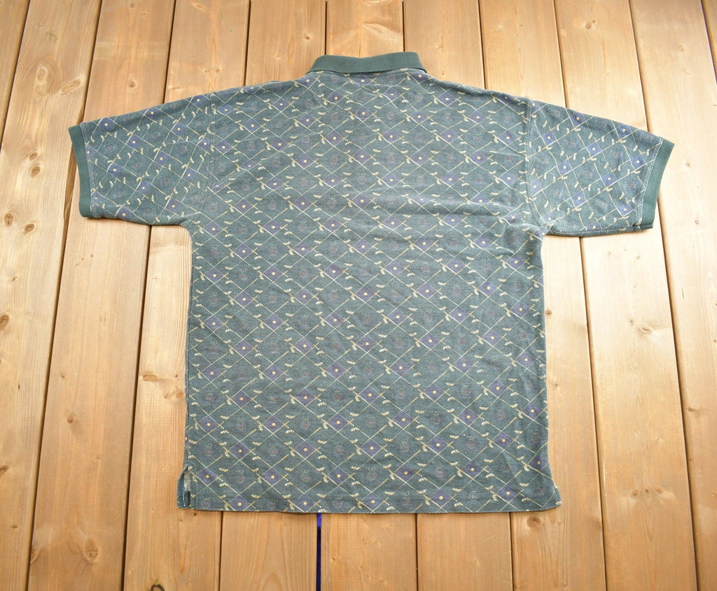 Vintage 1990s Blank Abstract Design Button Up Golf Shirt