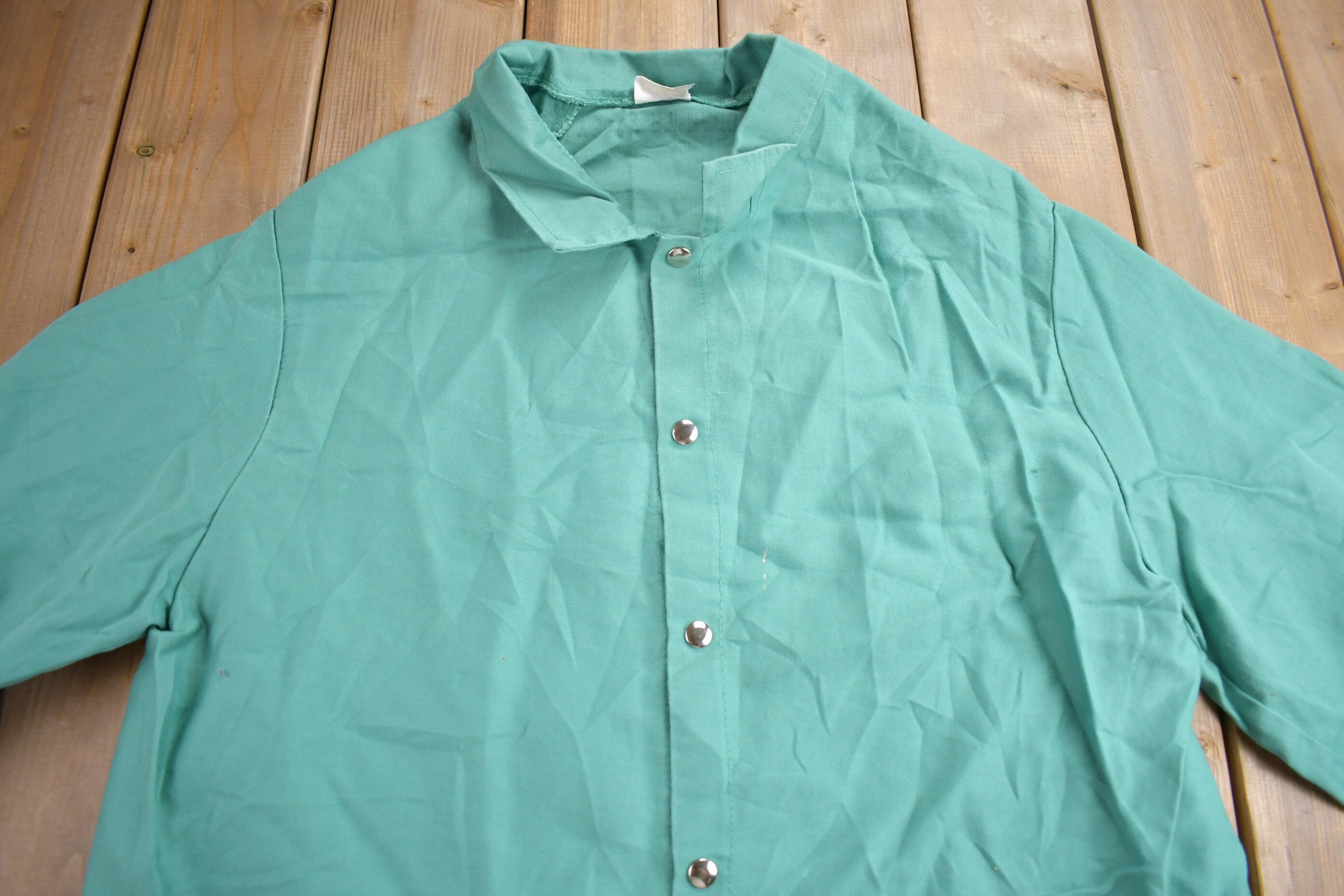 Vintage 1980s Singer Safety Fire Retardant Snap Button Shirt