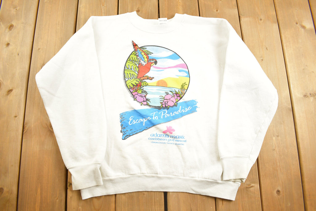 Vintage 1990s Escape To Paradise Clearwater Beach Florida Crewneck Sweatshirt