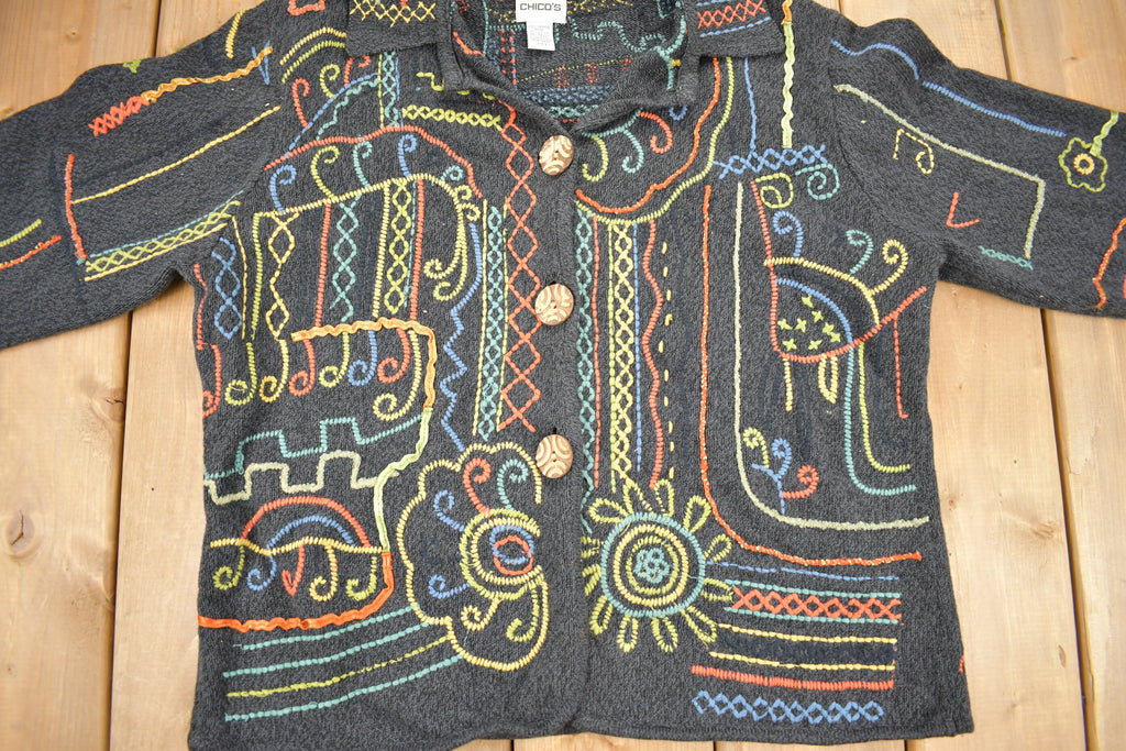 Vintage 1990s Chico's Embroidery Cardigan Sweater