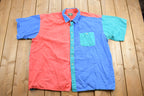 Vintage 1990s Shelter Island Colour Block Button Up Shirt