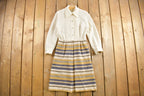 Vintage 1960s Damani Knits Dress  Collar  True Vintage  Retro Womenswear  Mod Fashion  Shirt Dress  Striped