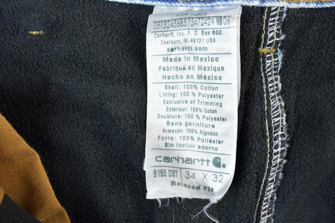 Vintage 1990s Carhartt Lined Work Denim Jeans Size 34 x 32