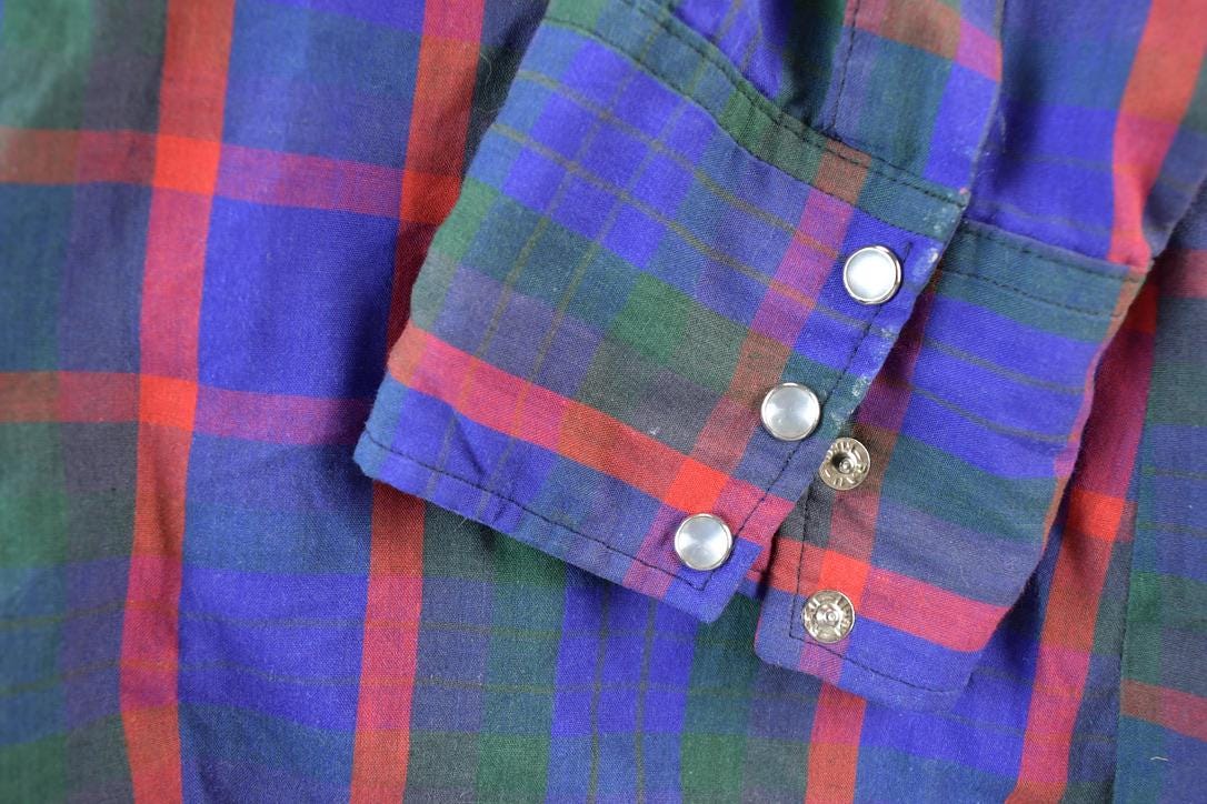 Vintage 1980s Mesquite Raptors Plaid Button Up Shirt  Vintage Flannel  Plaid Button Up  Cowboy Shirt  Preppy Button Up