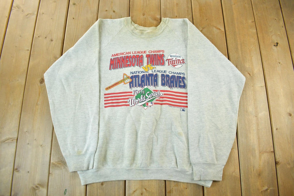 Vintage 1991 Minnesota Twins Atlanta BravesMLB Crewneck Sweatshirt Men's Large