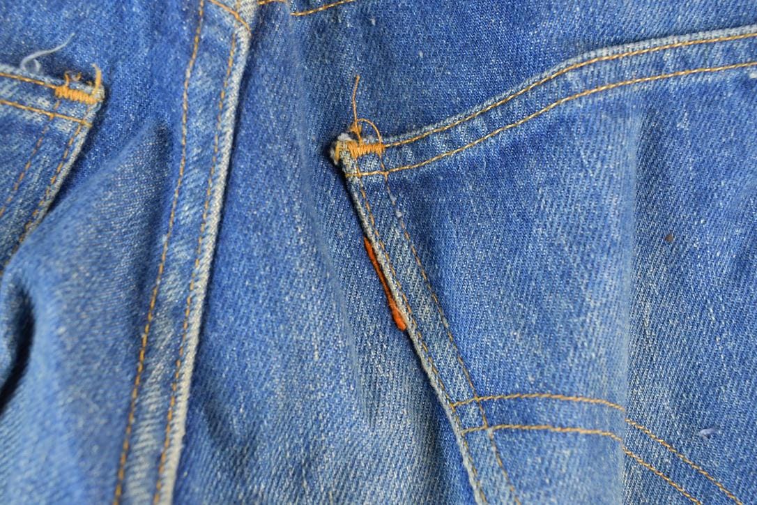 Vintage 1970s Levi Strauss Orange Tab Bell Bottom Denim Jeans Size 26